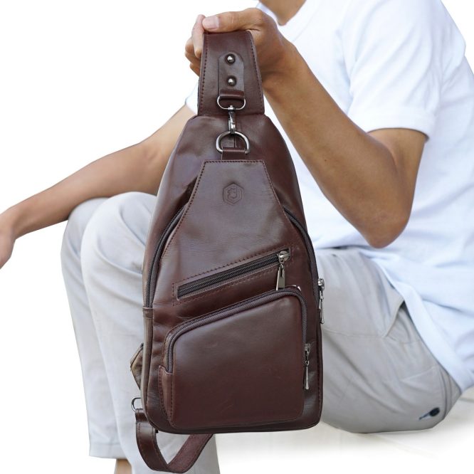 Sling bag kulit brown original